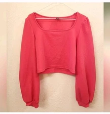 Shein Cropped Long Sleeve Pink Top Size Large