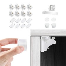 Adhesive Magnetic Cabinet Locks for Babies 8 Locks and 2 Keys
