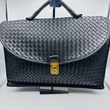 BOTTEGA VENETA business bag  briefcase intrecciato  Black leather from Japan