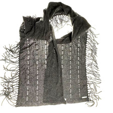 Michael Kors Gray Knit Scarf Lightweight Tassles Soft