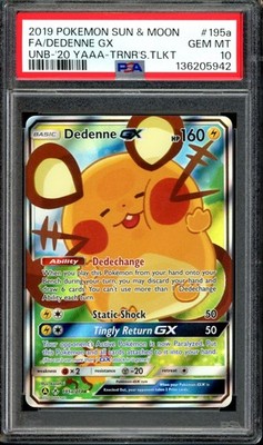 PSA 10 Dedenne GX 195a/214 Full Art Alt Promo Unbroken Bonds