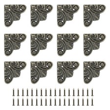 12Pcs 1.1" x 1.1" Vintage Flat Corner Bracket with Mounting Nail, Bronze