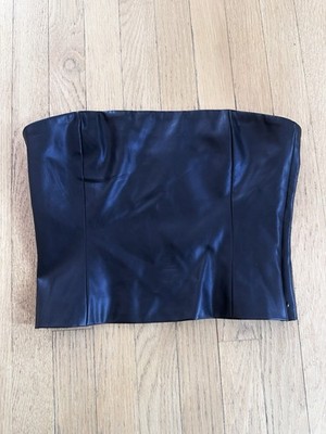 MESHKI Faux Leather Black Tube Top Large