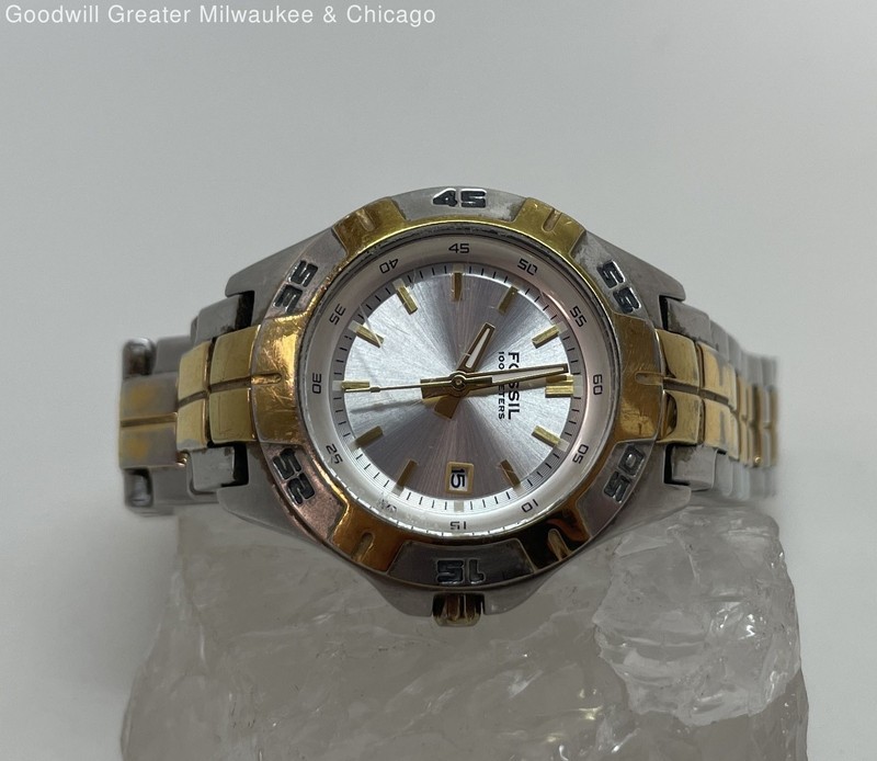 Fossil PR-5341 Analog Date Dial Two Tone St Steel Women's Watch 75.5g