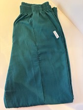 Scrub Pant Hunter Green Landau Creased Front Seam Size Large Elastic Waist