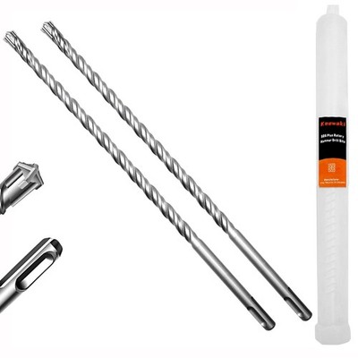2-Piece 3/8'' x 12'' SDS Plus Concrete Drill Bit Set, Cross Carbide Tip