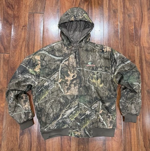 Vintage 90s Y2K Mossy Oak Real Tree Camo Hunter Work Detroit Hoodie Jacket XXL video thumbnail