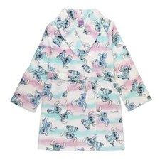 Girls   40 Disney's Lilo  Stitch Aqua/Pink/White Stitch Fleece Robe Size 4 NWT