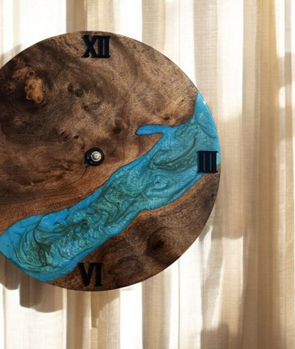 Reloj de pared de resina epoxi de 10" hecho a mano con piedras preciosas para dormitorio decoración de pared y inauguración de casa - Imagen 5 de 5