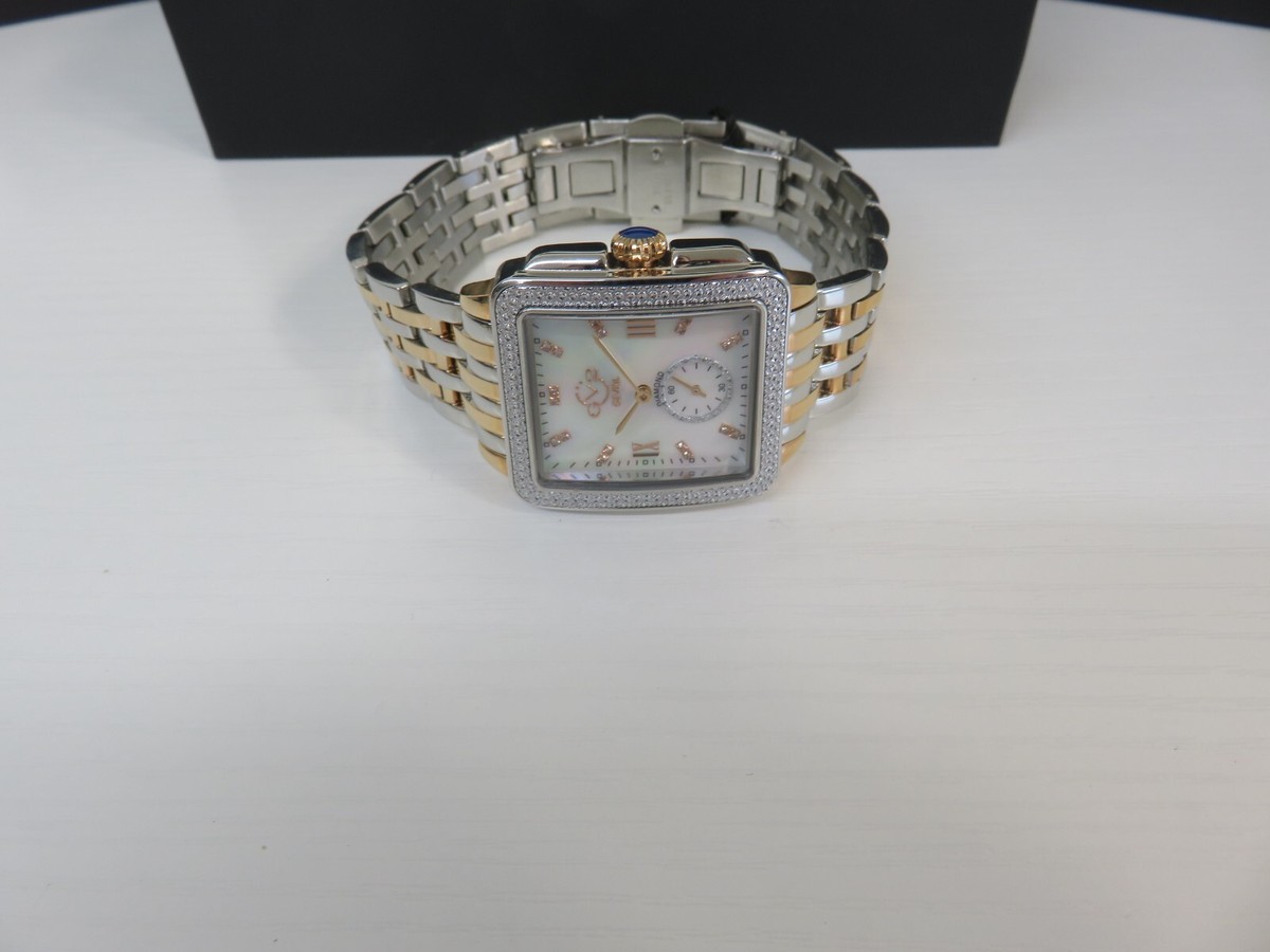 GV2 by Gevril Women's 9254B Bari Diamond MOP Dial Two Tone Swiss