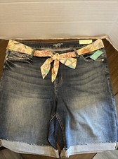 Maurices Jean Shorts Womens PLUS 18W edgely Bermuda Mid Rise Stretch Belted NWT