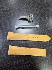 Cartier Brown Leather Strap With SS Deployment Buckle New For A Cartier Santos