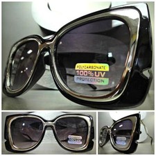 CLASSIC VINTAGE RETRO Style SUNGLASSES Unique Unusual Silver Black Fashion Frame