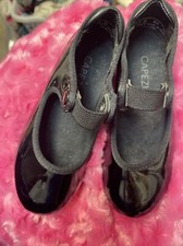 Capezio Girl's tap shoes size 7 1/2 M Black Patin Pre-owned Elastic And Snap