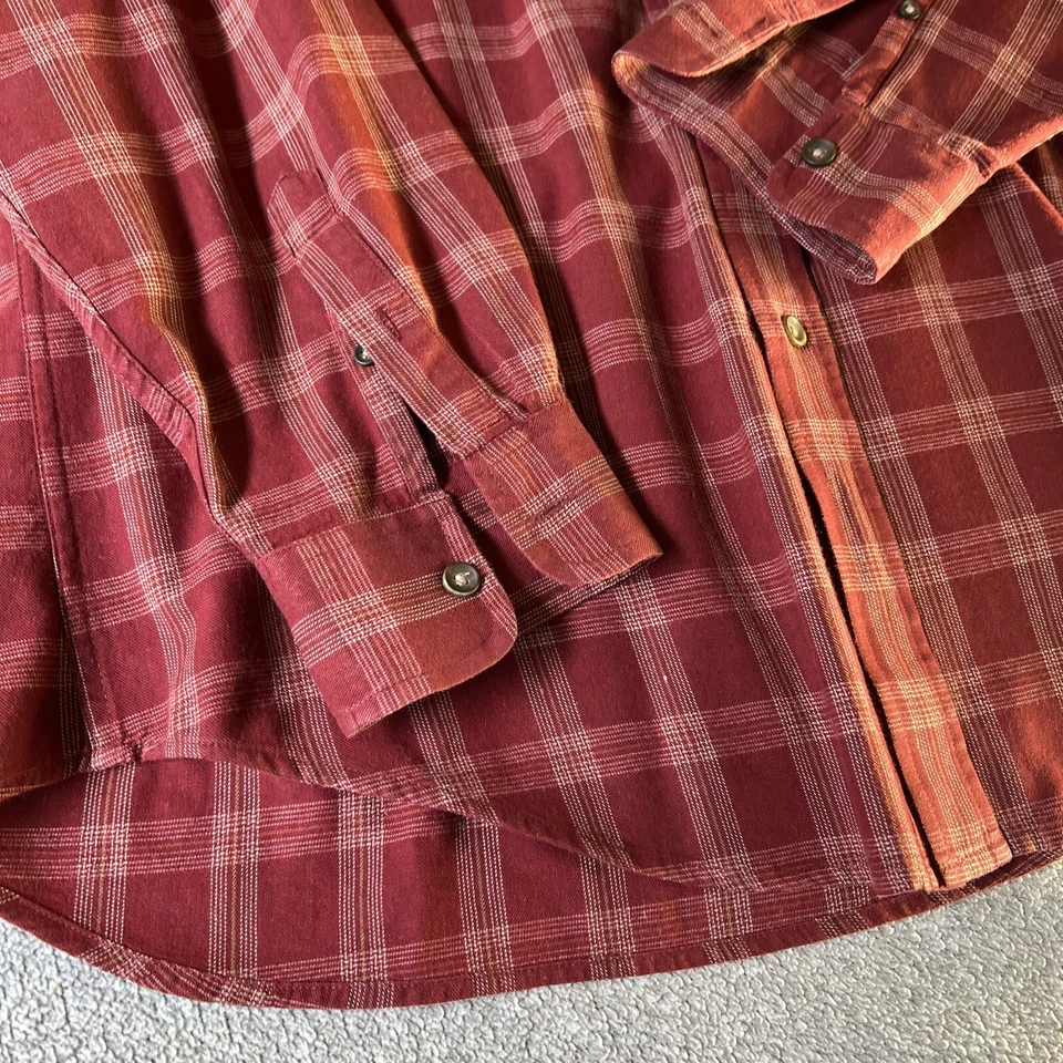 Savile Row Mens Shirt Maroon Plaid Button Up Collar Long Sleeve - Image 4 of 4