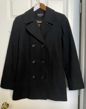 Jason Kole Womens Wool Peacoat Small Black Double Breasted Lined