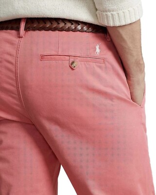 Mens Polo Ralph Lauren Stretch Straight Fit Red Chino Pants 32 X