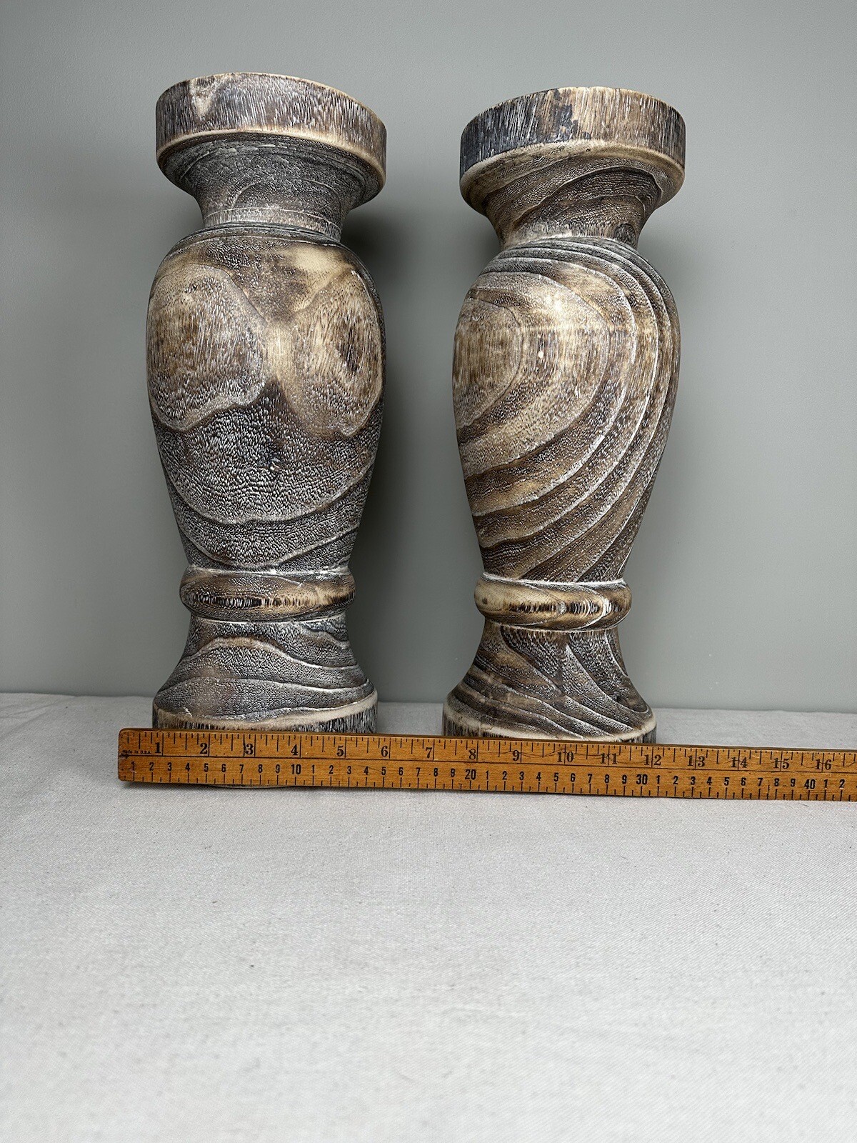 Vintage Pomeroy ~ 16" Pillar Candle Holders ~ Beachwood Monticello ~  Set of 2