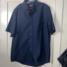 Size L Red Kap Work Shirt Navy Blue Short Sleeve RN 15220
