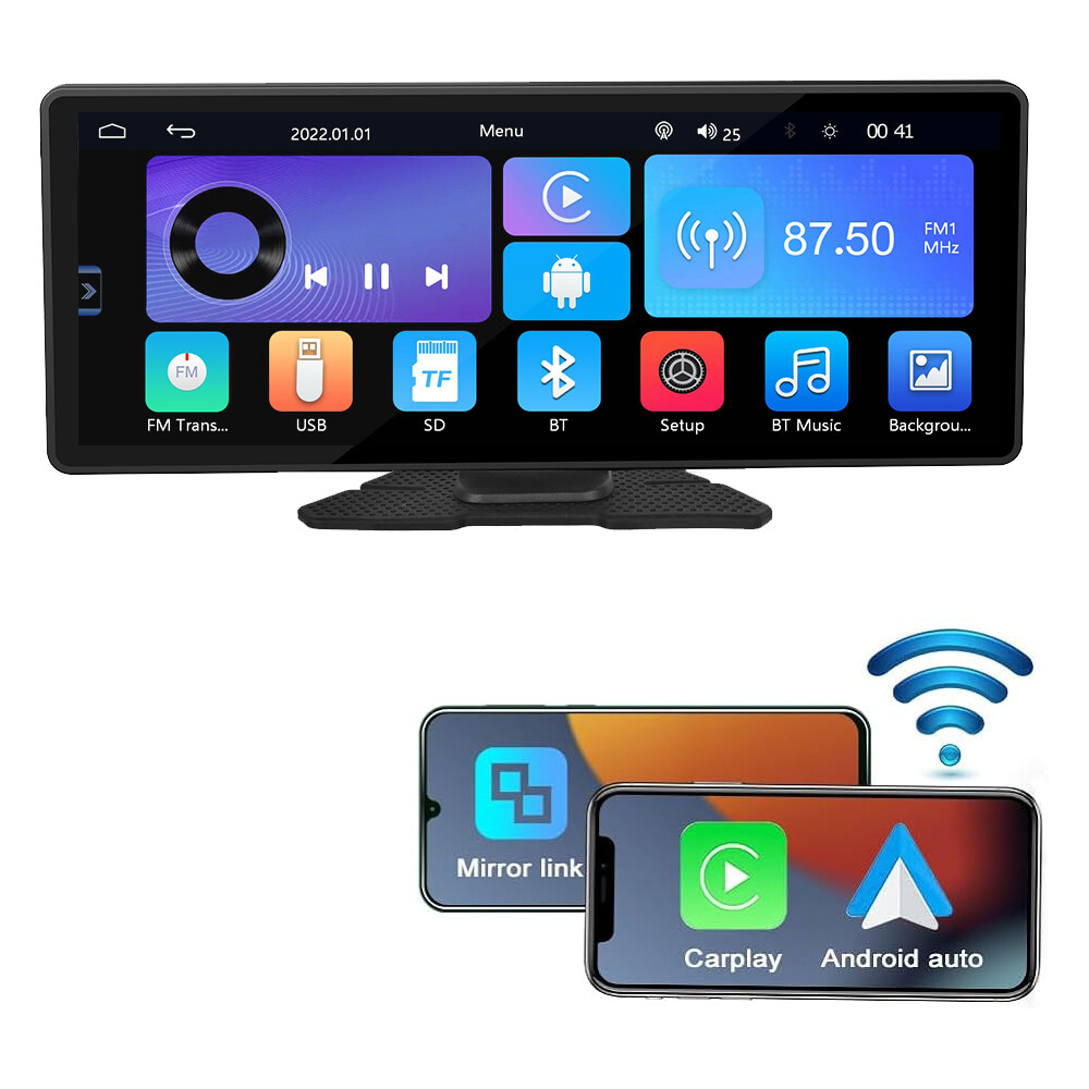 10.26"  Car Radio Portable Android Auto Wireless Carplay GPS Touch Screen Stereo