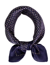 100% Silk 20" small square Scarf Women neckerchief Wrap paisley navy blue MQ13