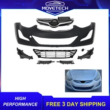 Front Bumper Cover Kit w/ Fog Light Cover For 2014-2016 Hyundai Elantra Sedan