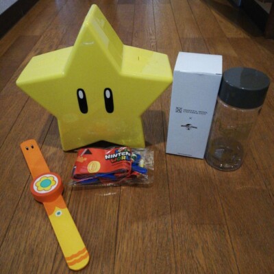 Universal Studios Japan Mario Star Popcorn Bucket &Power-up bands & Water bottle