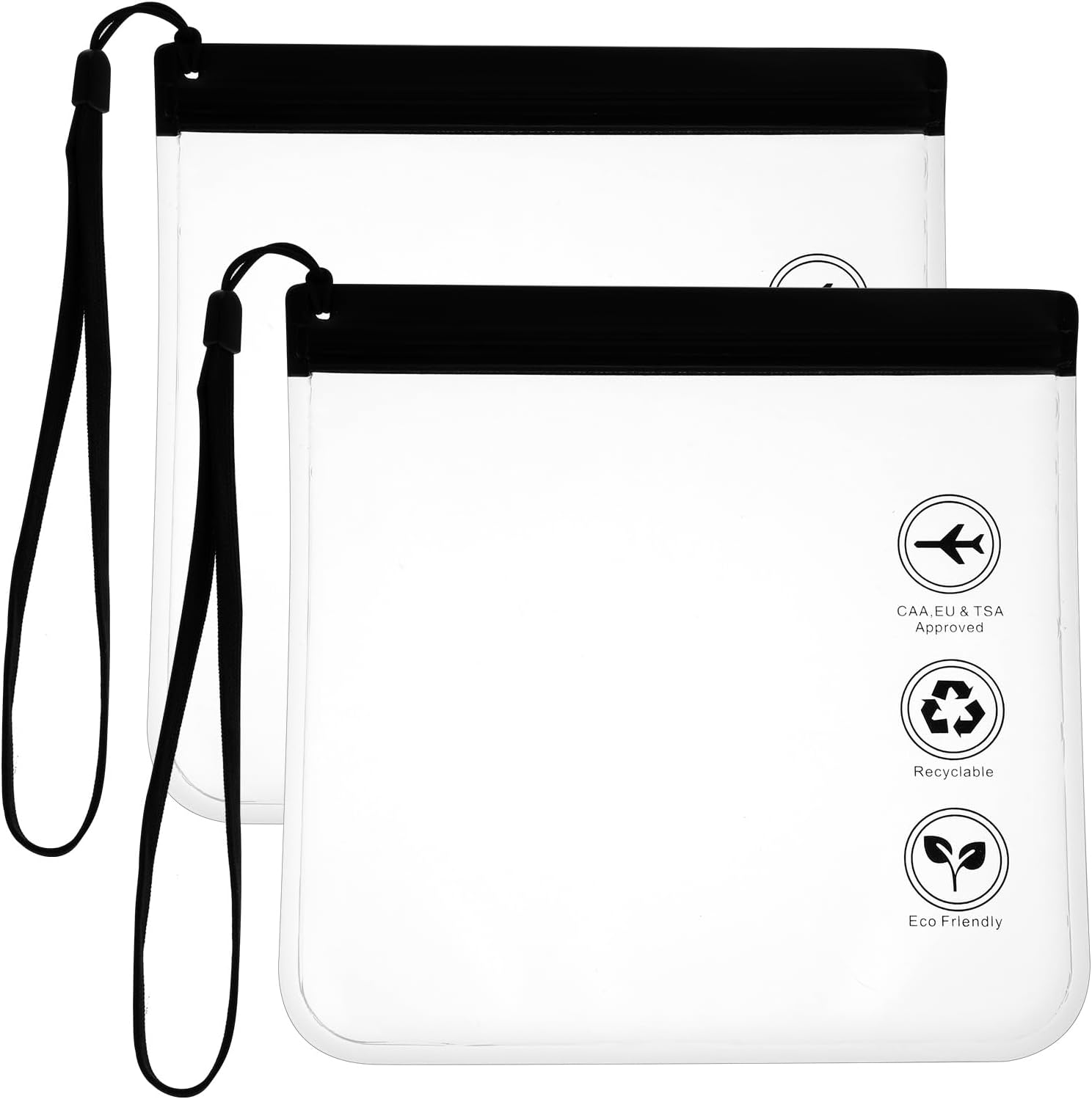 2Pcs Clear Travel Toiletry Bag - TSA Approved, Leak-Proof Airport Security Liqui