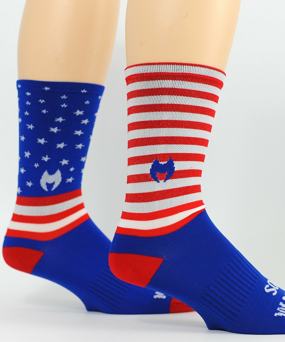 "USA" 6" Men&rsquo;s And Women's Cycling Socks, Athletic Socks with Light Compression