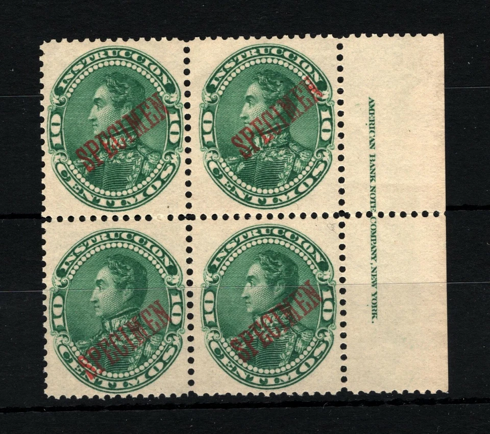 VENEZUELA Simon Bolivar *SPECIMEN* 10b Postal Fiscal Margin Block{4} SS3518 - Image 3 of 4