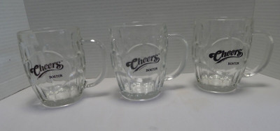 Cheers Boston Dimpled Beer Glasses set of 3 Luminarc USA 4-7/8'' high 16oz.