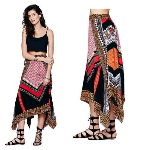 Free People Damen Maxirock Small Beduine Traveler Bohemian