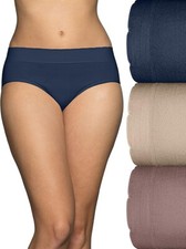 3 Pack Vanity Fair No Pinch No Show Seamless Hipster Panty Chocolate/Navy/Beige