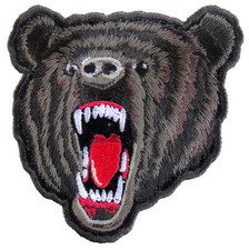 Small Black Bear Biker Iron on Patch - 3.5x4 inch - P3569