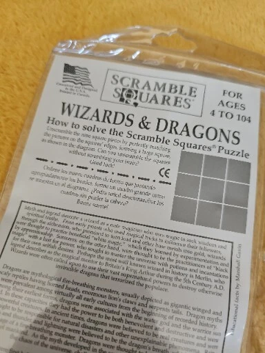 B Dazzle Wizards & Dragons Scramble Squares 9 Piece 12x12 Puzzle Vintage - Image 3 of 4