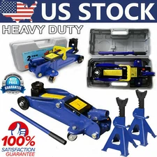 Low Profile Jack Trolley Hydraulic Car Truck Van SUV Garage 2PCS Axle Jack Stand