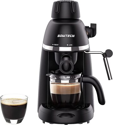 Espresso Coffee Machine Cappuccino Latte Maker 3.5 Bar 1-4 Cup With Milk Frother