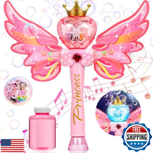 Aooess Bubble Wands Toys for Girls 4-6: Princess Wands for Little Girls Light