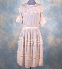 Sweet Early Edwardian Antique Child s White Silk Dress