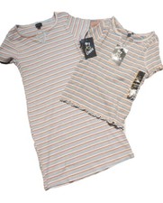 Art Class Shirt Dress Rainbow Striped Ribbed Sz S 6/6X Ruffle Short Sleeve