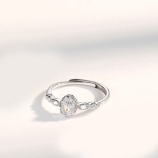Ring mit Zirkonia Oval 48 - 57 verstellbar Silber 925 Damen Mädchen