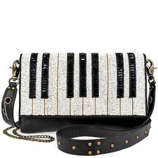 Mary Frances Keynote Beaded Handbag Piano-Key Design Musical-Themed Crossbody...