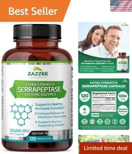 Delayed Release Serrapeptase, 120,000 SPU per Capsule, 120 Vegan Capsules, 4 ...