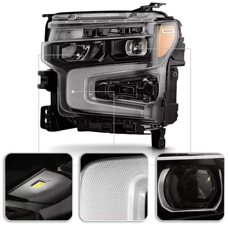 Pair Full LED Headlights For 2022-2024 Chevy Silverado 1500 LT / RST Black Foto 4 de 4