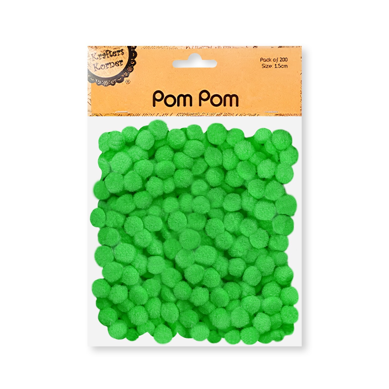 Lot De 24 Pompons Charms En Fausse Fourrure 15mm - Couleur Vert Haricot (Bean Green) - Pour DIY Et Porte-clés