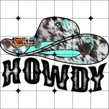 Sublimation Print Howdy Cowboy Hat Western Ready to Press Heat Transfer