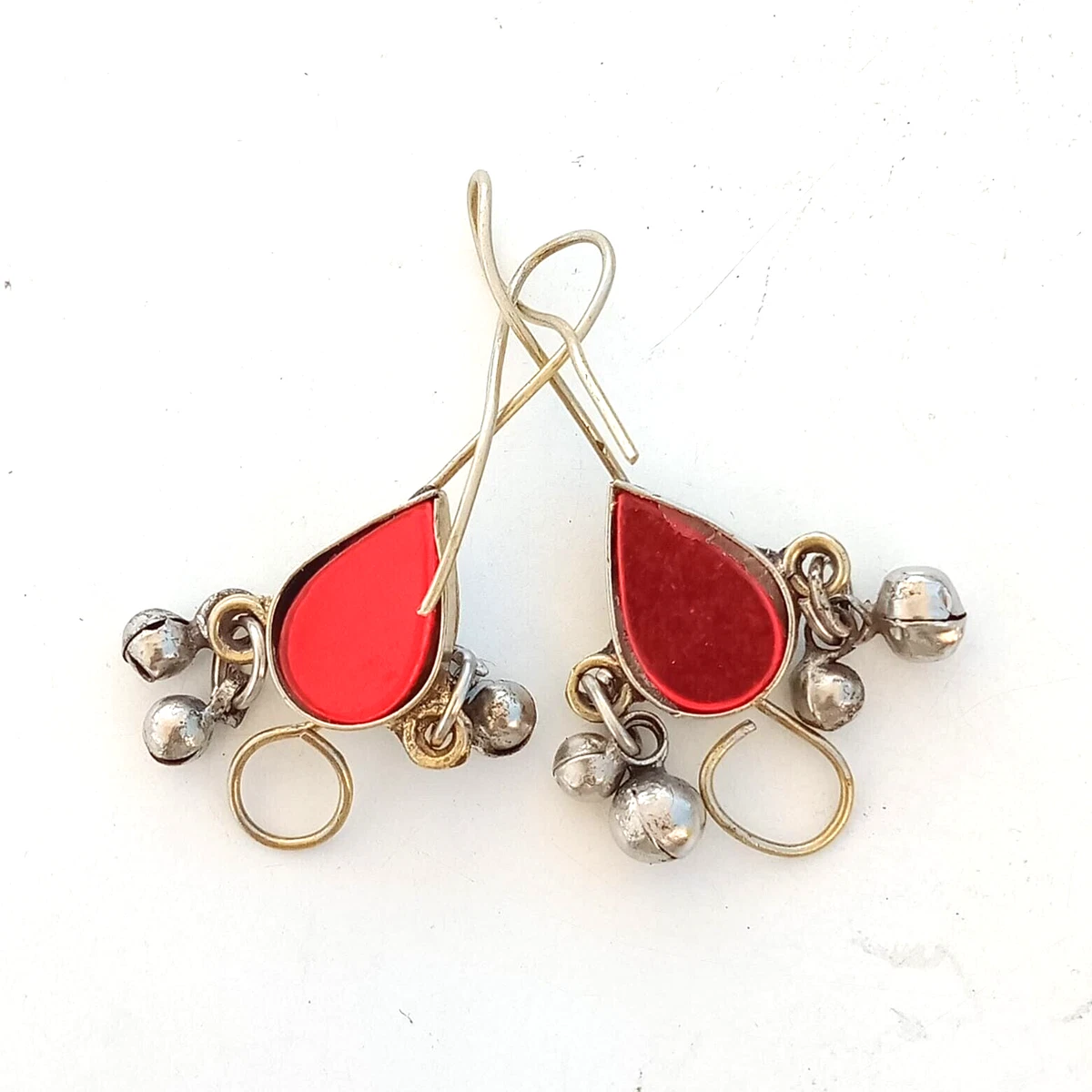 Silver earrings with shop red stones