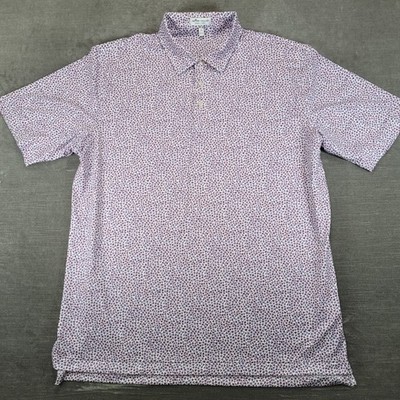 Peter Millar Summer Comfort Mens XL Polo Shirt Purple Red Bee AOP Short Sleeve
