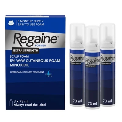 Regaine Foam For Men - 3 month supply - 3 x 73ml Free and Fast Delivery.........