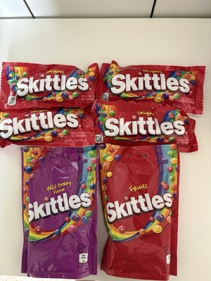 Skittles Lot UK Flavors - 2 Bags Wild Berry & Fruits Plus 4 Skittles Original US